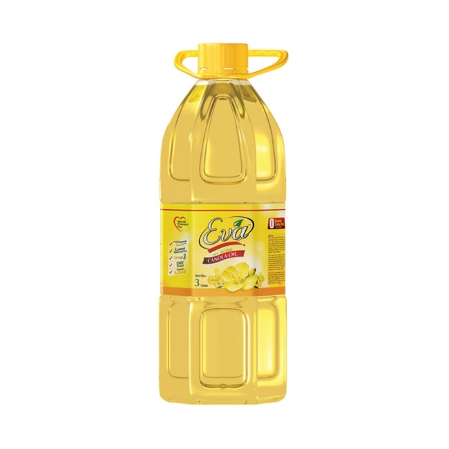 EVA CANOLA COOKING OIL 3L BOTTLE.