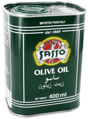 SASSO OLIVE MASSAGE OIL 4OOML TIN.