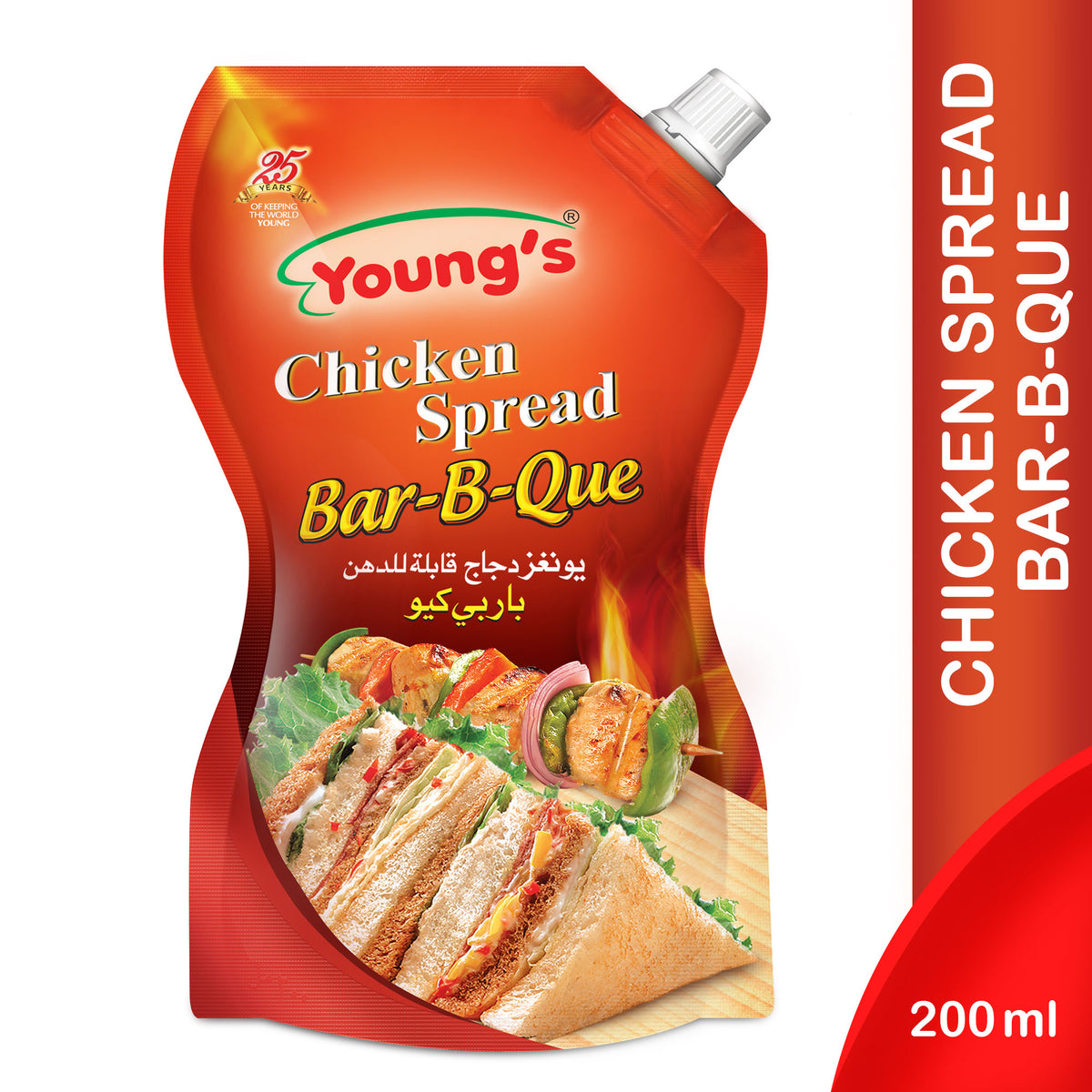YOUNG'S CHICKEN SPREAD B.Q STAND UP POUCH 200ML.
