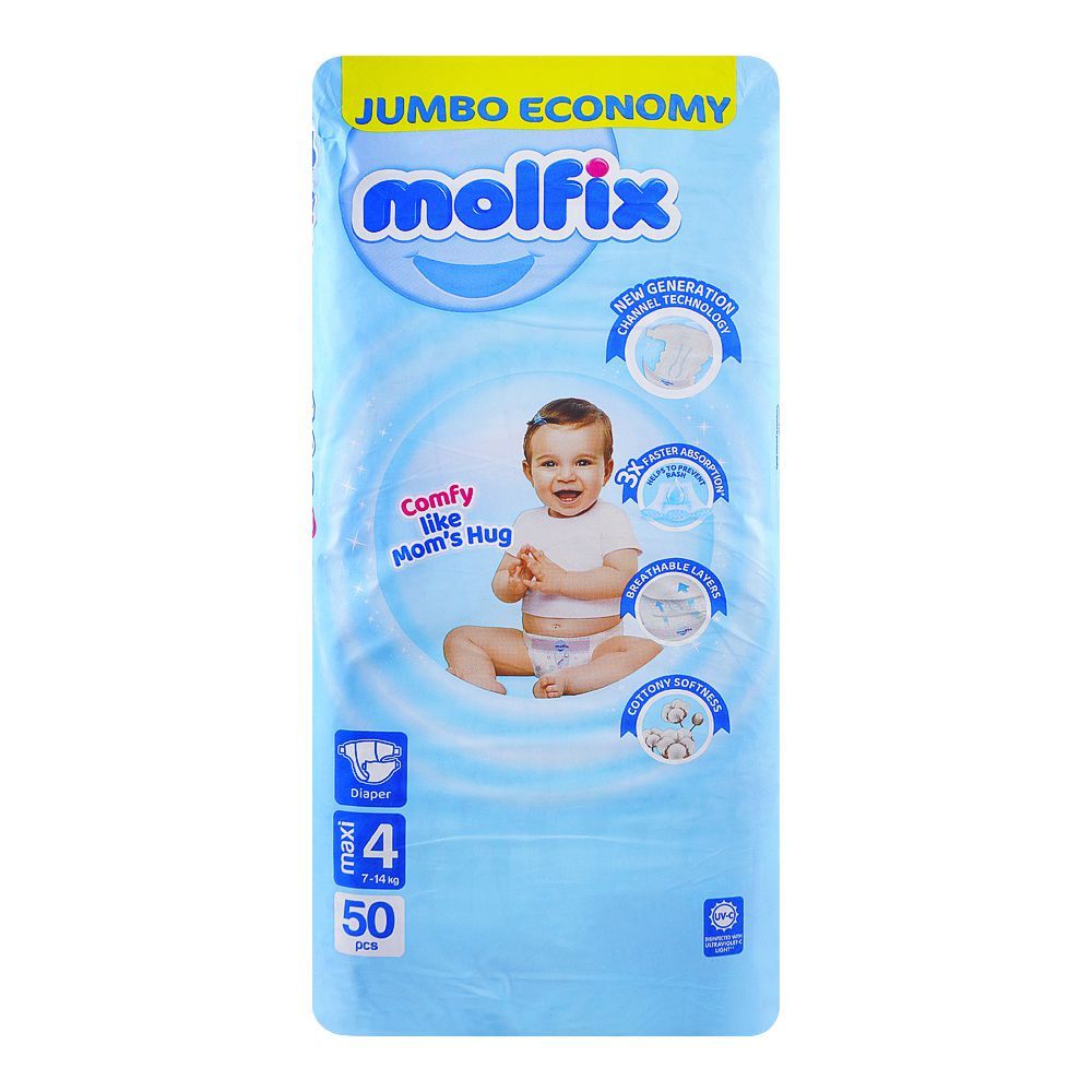 Molfix Diaper Maxi Size 4 (7-14Kg) 50 Piece Pack