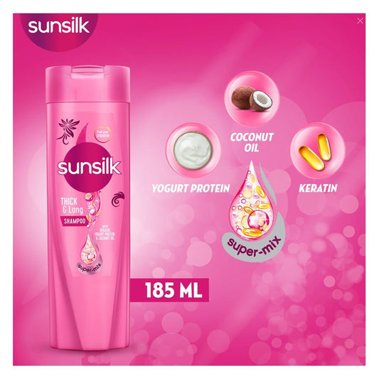 Sunsilk Thick & Long Keratin Yogurt Protein & Coconut Oil Shampoo 185ml