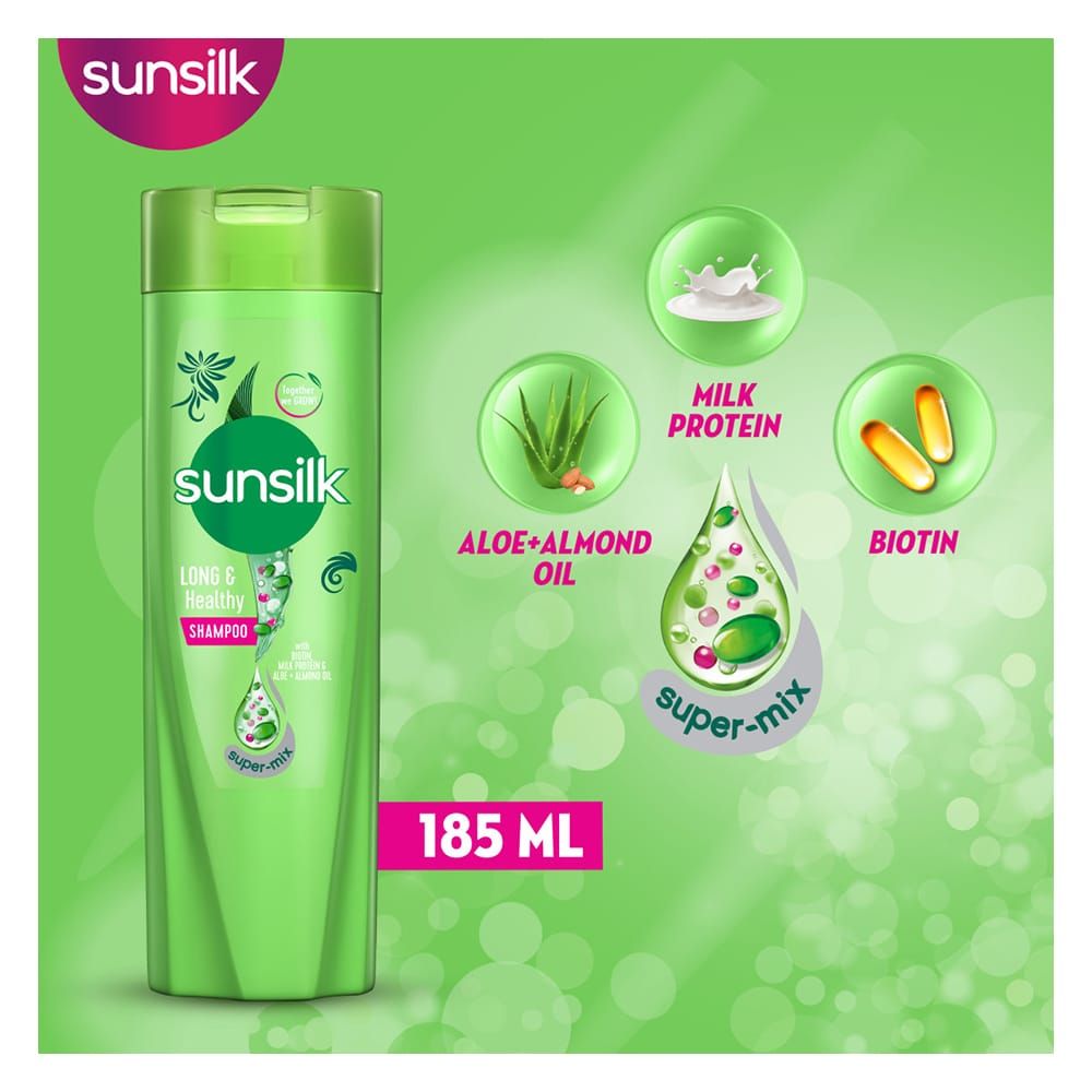 Sunsilk Long & Healthy Biotin Milk Protein & Aloe+almond Oil Shampoo 185ml