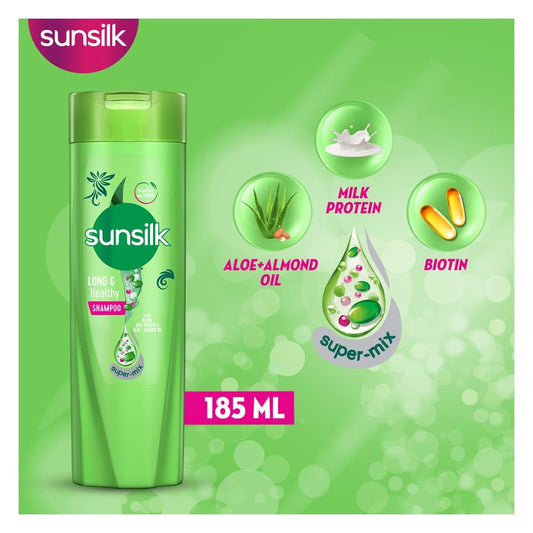 Sunsilk Long & Healthy Biotin Milk Protein & Aloe+almond Oil Shampoo 185ml