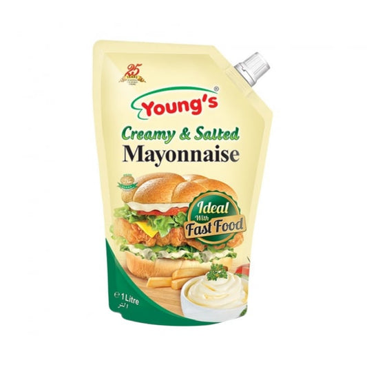 YOUNG'S MAYONAISE CREAMY STAND UP POUCH 1000ML.