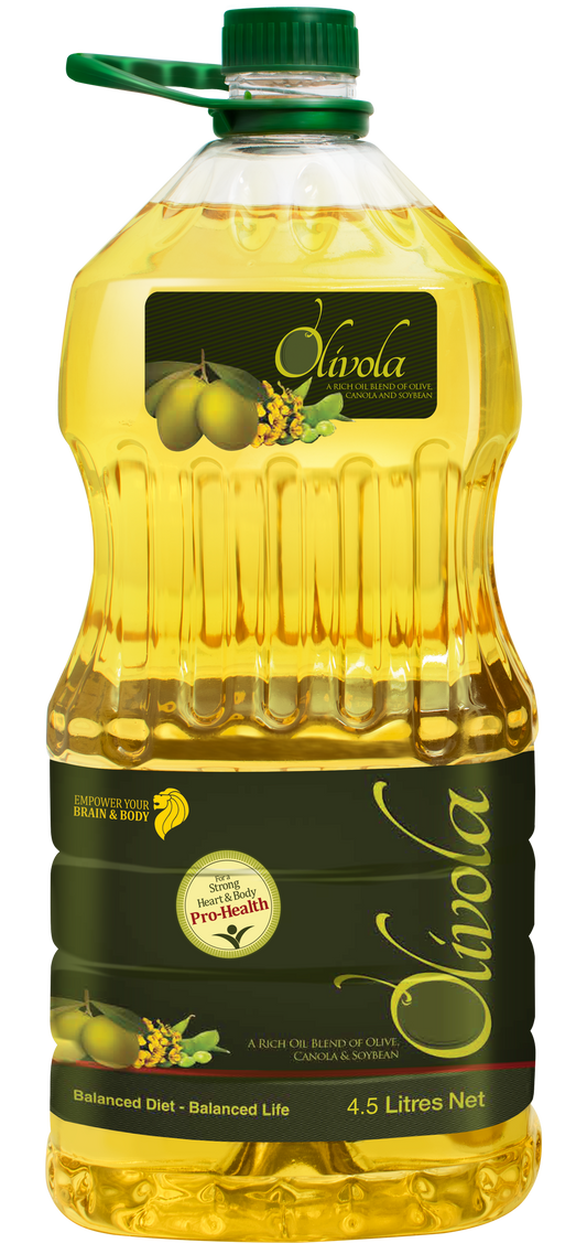 OLIVOLA OLIVE + CANOLA COOKING OIL 4.5L BOTTLE.