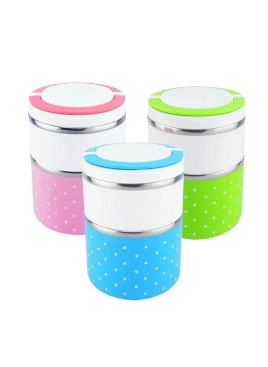 Lunch Box Stainless Steel 2 Layer 930ml Storage Insulated 1 Set