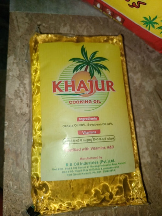 KHAJOOR COOKING OIL 1L POUCH .