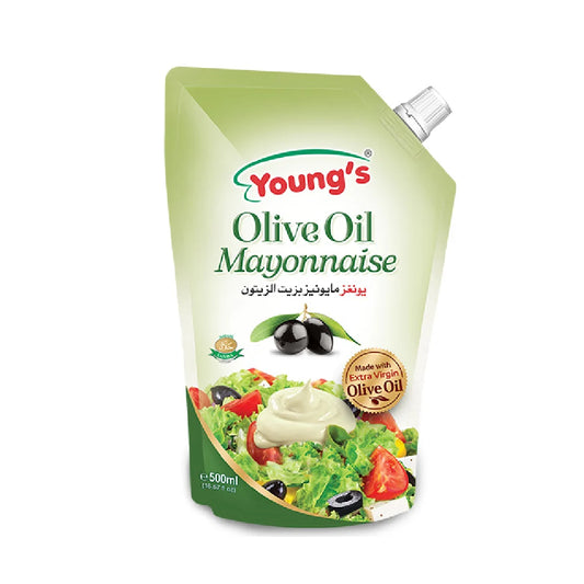 YOUNG'S MAYONAISE OLIVE OIL STAND UP POUCH 500ML.