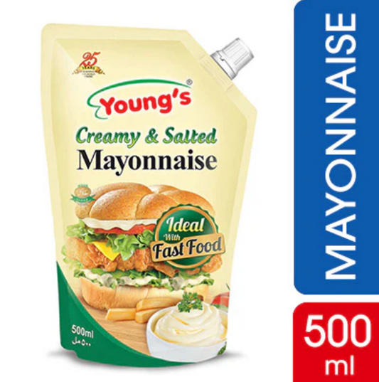 YOUNG'S MAYONAISE CREAMY STAND UP POUCH 500ML.