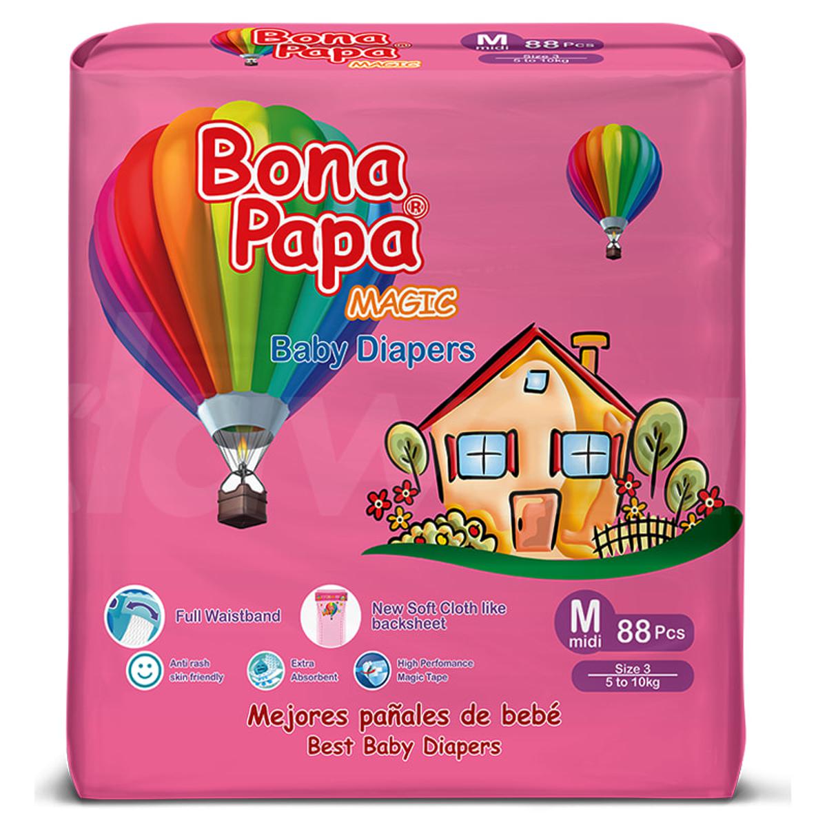 Bona Papa Baby Diaper Magic Medium Size 3 (5kg - 10kg) 82 Pieces