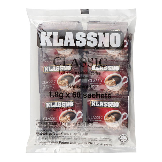 KLASSNO'S BLEND IMPORTED COFFEE 2G  [ PACK OF 60PCS ] SACHE 1CARD .
