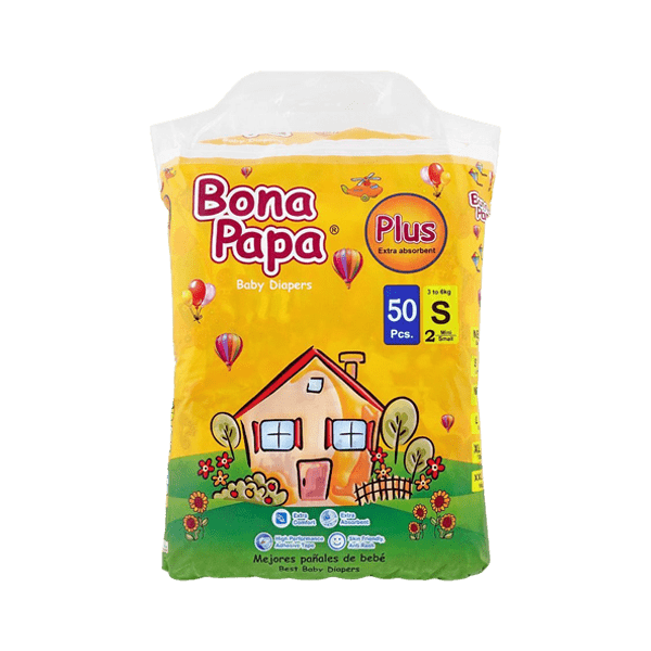Bona Papa Baby Diaper Plus Small Size 2 (3-6kg) 50 Pieces