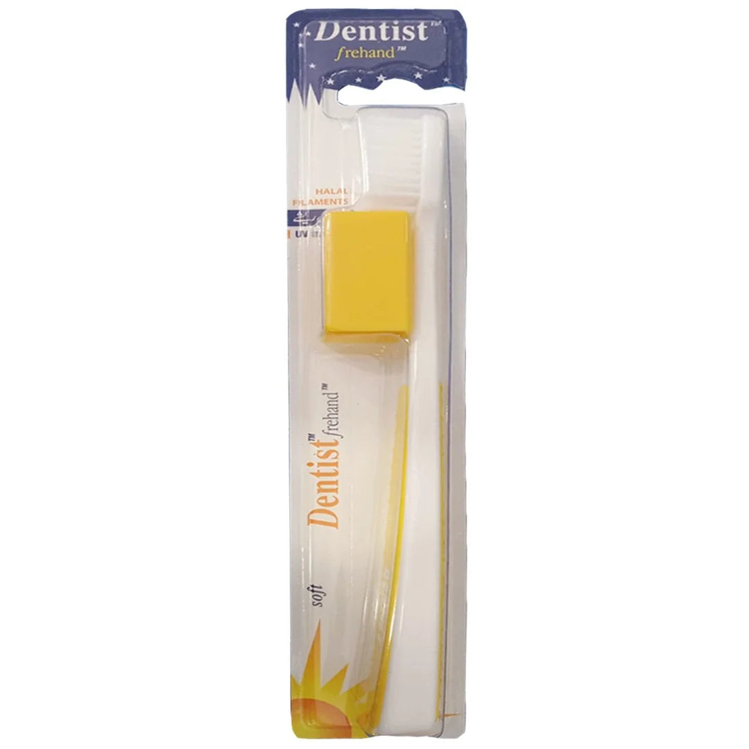 Dentist Frehand Soft Toothbrush UV Treated Yellow & White 1 Piece