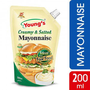 YOUNG'S MAYONAISE CREAMY STAND UP POUCH 200ML.