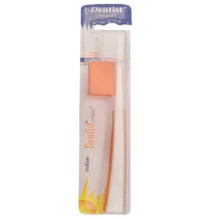 Dentist Frehand Medium Toothbrush UV Treated Orange & White 1 Piece