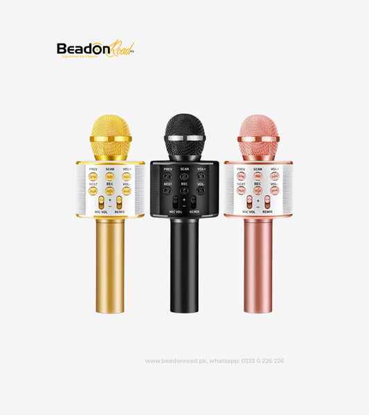Ws858 Wireless Bluetooth Karaoke Microphone And SpeakerGold 1 Piece
