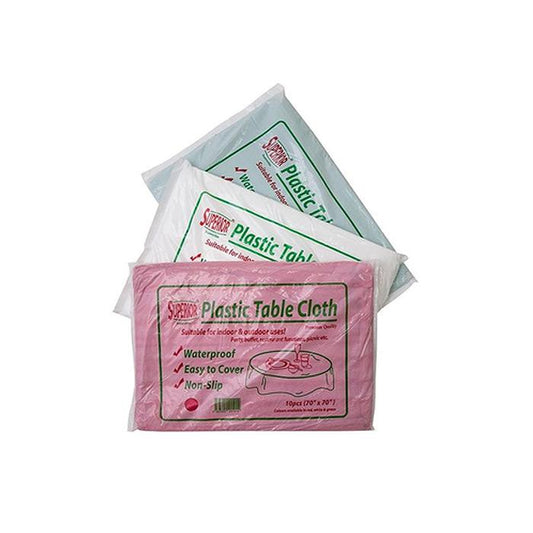 Superior Plastic Table Cloth White (70 x 70 Inches) 10 Pieces