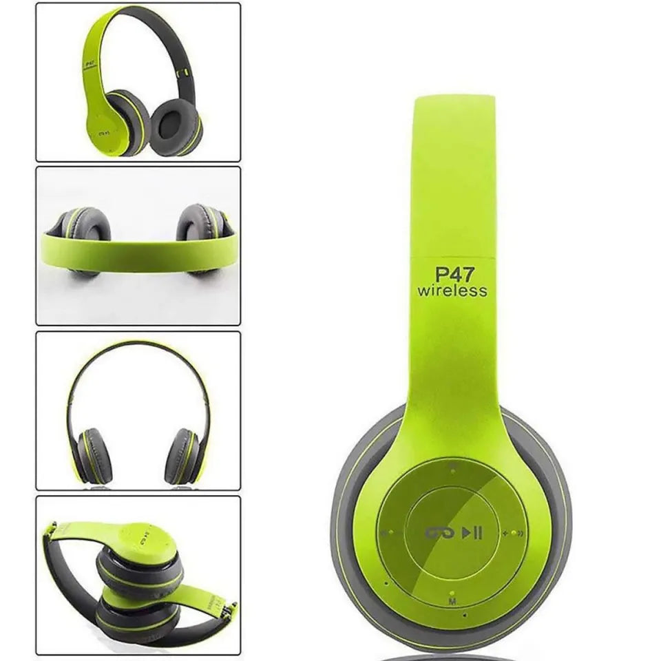 P47 Wireless Headphone TF card Support and FM radio Light Green Color 1 Piece