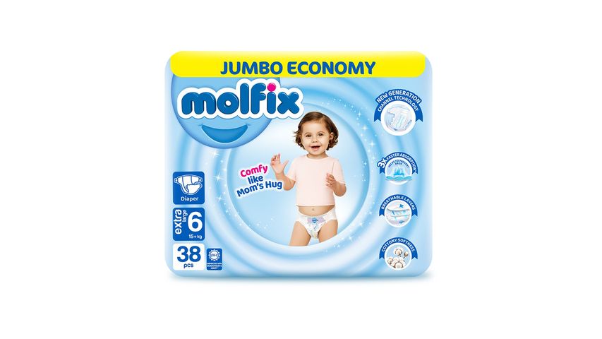 Molfix Diaper Extra Large Size 6 (15Kg +) 38 Piece Pack