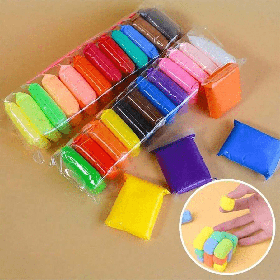 Soft Clay Modeling DIY Colorful Tools Super Light Clay Non Toxic For Kids 24 Pieces