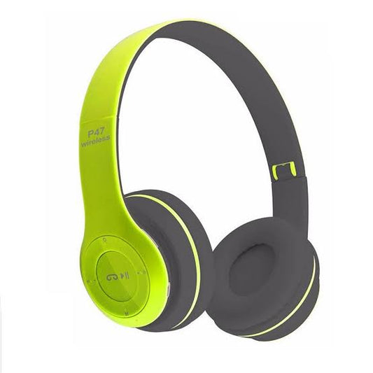 P47 Wireless Headphone TF card Support and FM radio Light Green Color 1 Piece